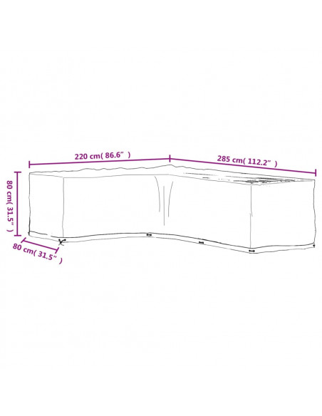 Coperture Mobili da Giardino a L 2pz 18 Occhielli 220x285x80cm