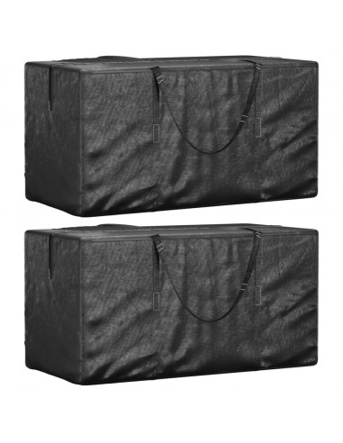 Borse Porta Cuscini Giardino 2pz Nere 150x75x75 cm Polietilene