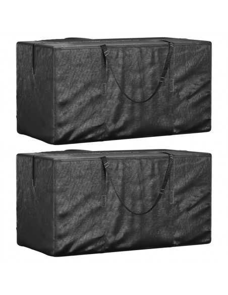 Borse Porta Cuscini Giardino 2pz Nere 150x75x75 cm Polietilene