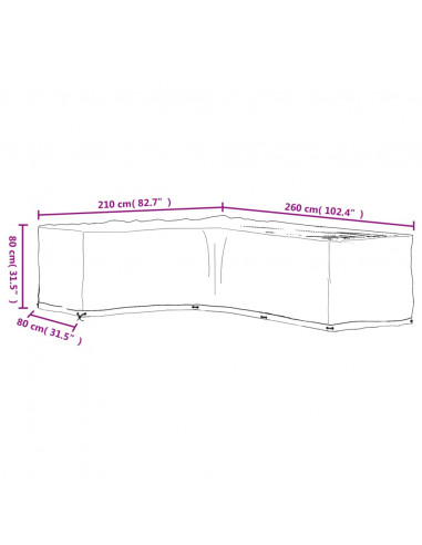 Coperture Mobili da Giardino a L 2pz 16 Occhielli 210x260x80cm