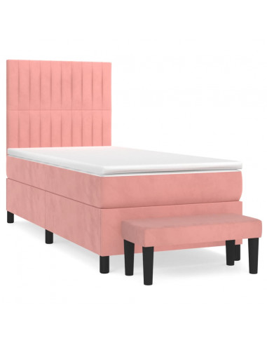 Giroletto a Molle con Materasso Rosa 90x190 cm in Velluto
