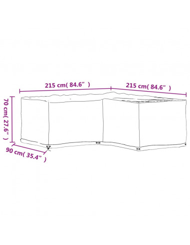 Coperture Mobili da Giardino a L 2pz 16 Occhielli 215x215x70cm