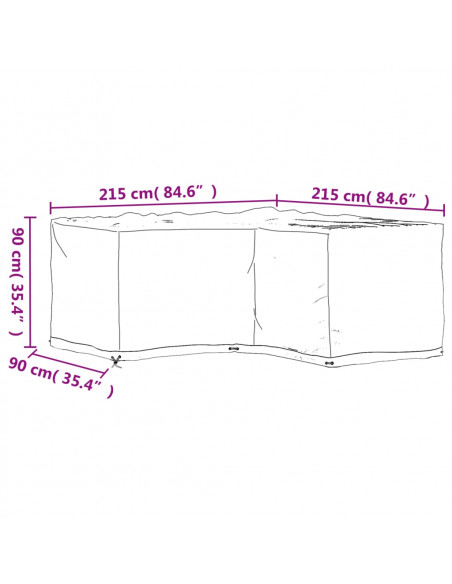 Coperture Mobili da Giardino a L 2pz 16 Occhielli 215x215x90cm