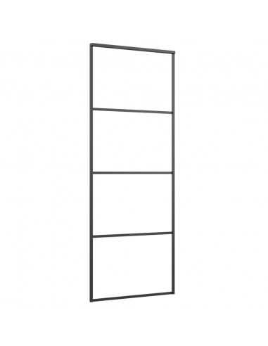 Porta Scorrevole in Alluminio e Vetro ESG 76x205 cm Nera