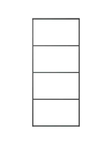 Porta Scorrevole in Vetro ESG e Alluminio 90x205 cm Nera