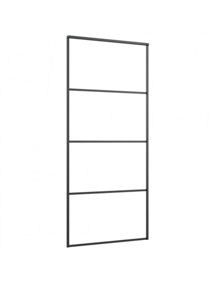 Porta Scorrevole in Vetro ESG e Alluminio 90x205 cm Nera