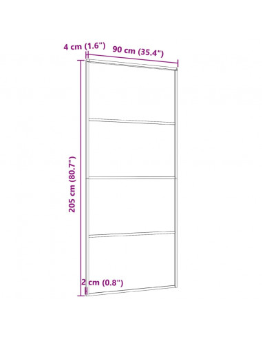 Porta Scorrevole in Vetro ESG e Alluminio 90x205 cm Nera