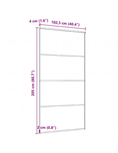 Porta Scorrevole in Vetro ESG e Alluminio 102,5x205 cm Nera