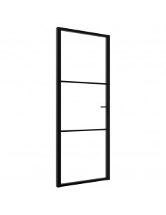 Porta da Interno ESG Vetro e Alluminio 76x201,5 cm Nera 2