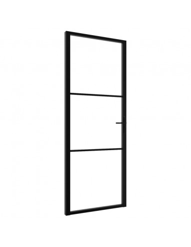 Porta da Interno ESG Vetro e Alluminio 76x201,5 cm Nera