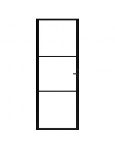 Porta da Interno ESG Vetro e Alluminio 76x201,5 cm Nera