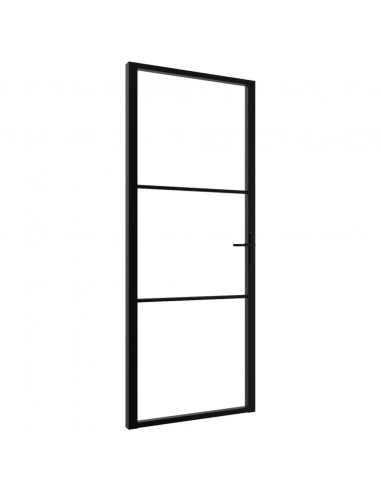 Porta da Interno ESG Vetro e Alluminio 83x201,5 cm Nera
