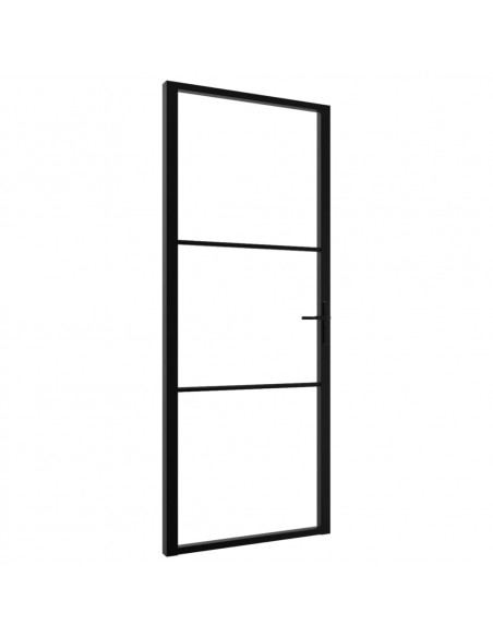 Porta da Interno ESG Vetro e Alluminio 83x201,5 cm Nera