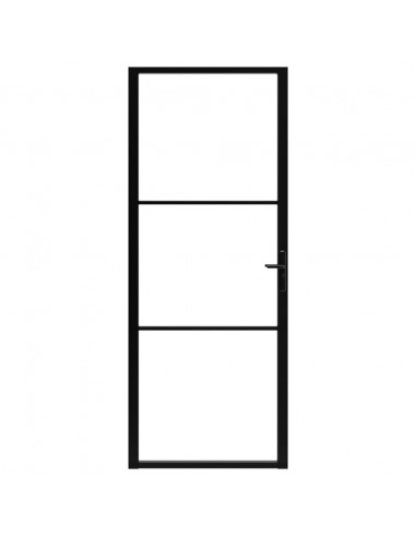 Porta da Interno ESG Vetro e Alluminio 83x201,5 cm Nera