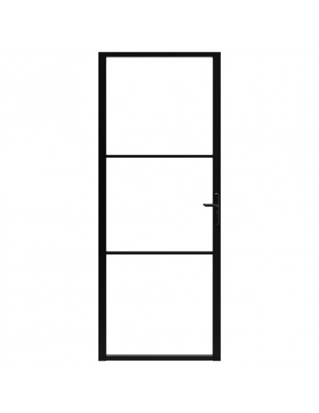 Porta da Interno ESG Vetro e Alluminio 83x201,5 cm Nera