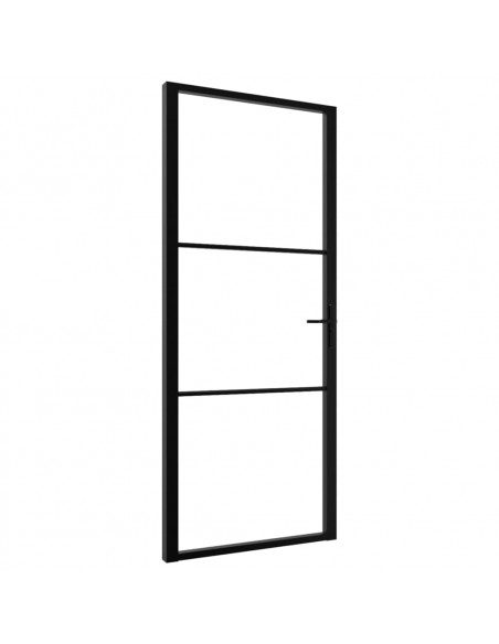 Porta da Interno ESG Vetro e Alluminio 93x201,5 cm Nera