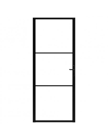 Porta da Interno ESG Vetro e Alluminio 93x201,5 cm Nera