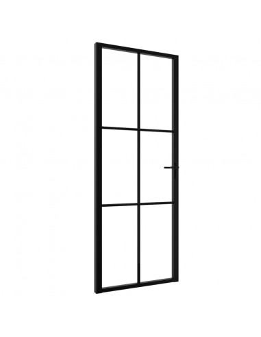 Porta da Interno ESG Vetro e Alluminio 76x201,5 cm Nera