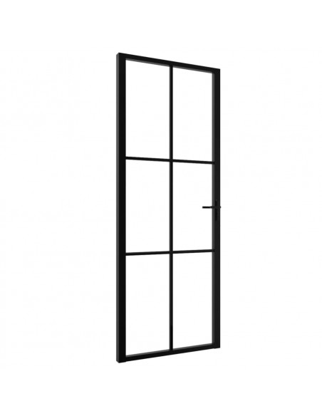 Porta da Interno ESG Vetro e Alluminio 76x201,5 cm Nera