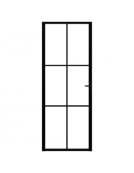 Porta da Interno ESG Vetro e Alluminio 76x201,5 cm Nera