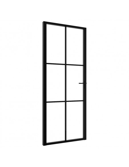 Porta da Interno ESG Vetro e Alluminio 83x201,5 cm Nera