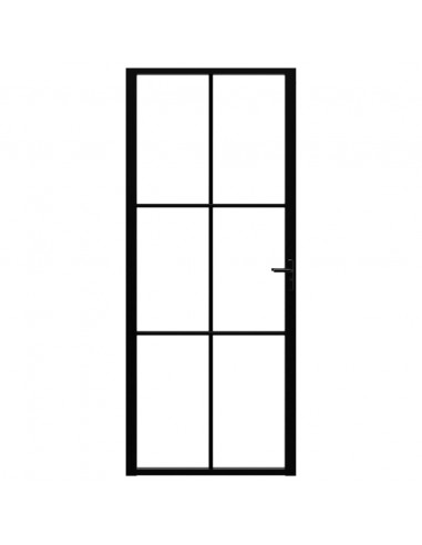 Porta da Interno ESG Vetro e Alluminio 83x201,5 cm Nera