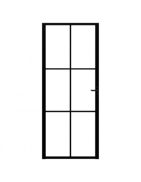 Porta da Interno ESG Vetro e Alluminio 83x201,5 cm Nera