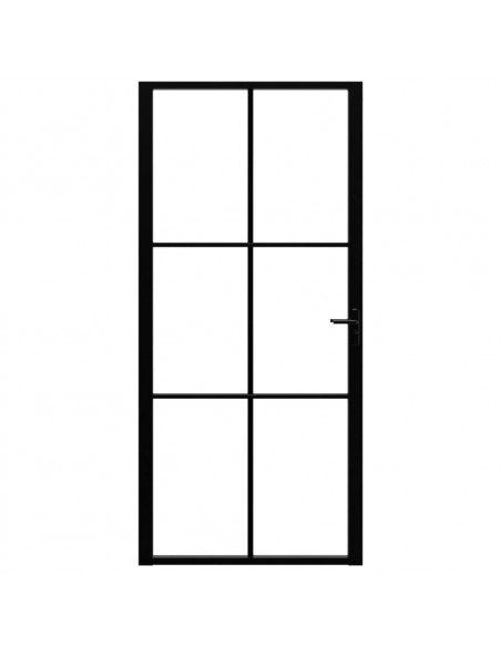 Porta da Interno ESG Vetro e Alluminio 93x201,5 cm Nera