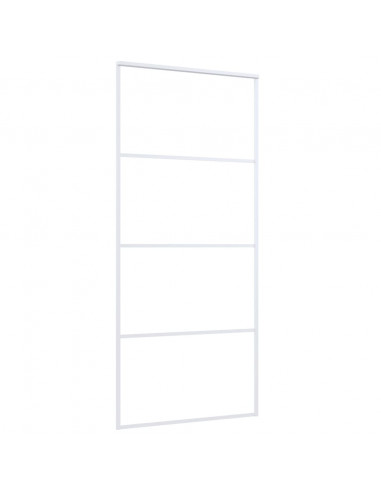 Porta Scorrevole in Vetro ESG e Alluminio 90x205cm Bianca