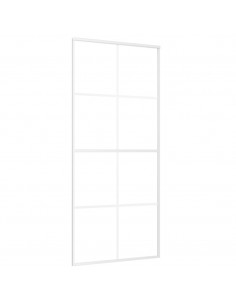 Porta Scorrevole in Vetro ESG e Alluminio 90x205 cm Bianca 2