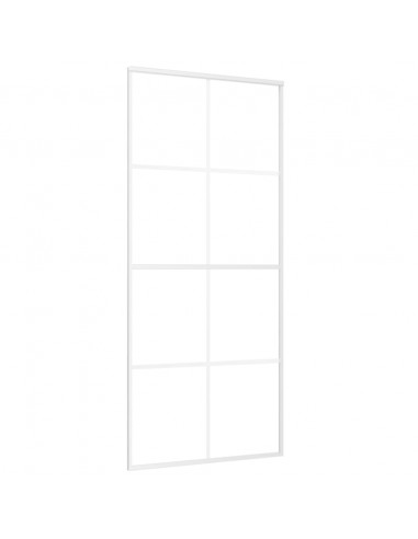 Porta Scorrevole in Vetro ESG e Alluminio 90x205 cm Bianca