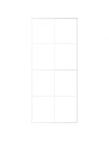 Porta Scorrevole in Vetro ESG e Alluminio 90x205 cm Bianca