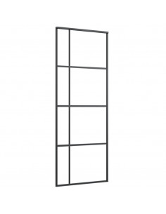 Porta Scorrevole ESG Vetro e Alluminio 76x205 cm Nera 2
