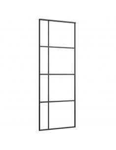 Porta Scorrevole Smerigliato ESG Vetro Alluminio 76x205 cm Nera 2
