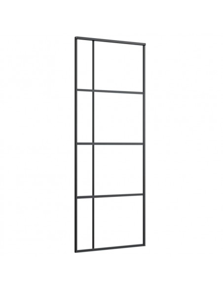 Porta Scorrevole Smerigliato ESG Vetro Alluminio 76x205 cm Nera