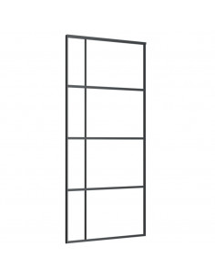 Porta Scorrevole Vetro Smerigliato ESG Alluminio 90x205 cm Nera 2