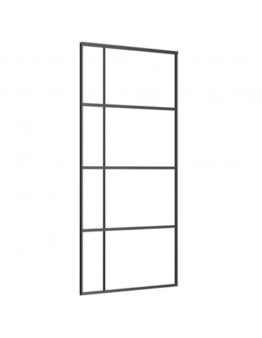 Porta Scorrevole Vetro Smerigliato ESG Alluminio 90x205 cm Nera
