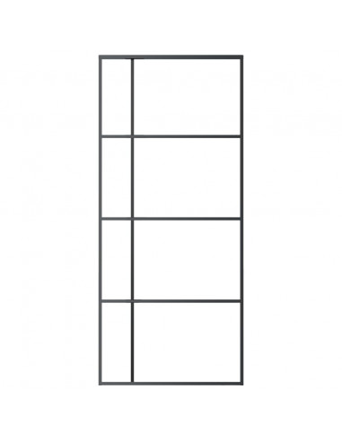 Porta Scorrevole Vetro Smerigliato ESG Alluminio 90x205 cm Nera