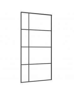 Porta Scorrevole in Vetro ESG e Alluminio 102,5x205 cm Nera 2