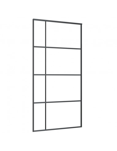 Porta Scorrevole in Vetro ESG e Alluminio 102,5x205 cm Nera