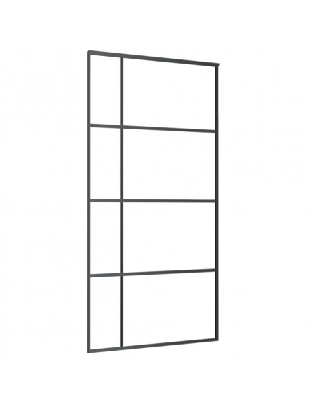 Porta Scorrevole in Vetro ESG e Alluminio 102,5x205 cm Nera