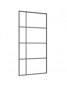Porta Scorrevole in Vetro ESG e Alluminio 102,5x205 cm Nera 2