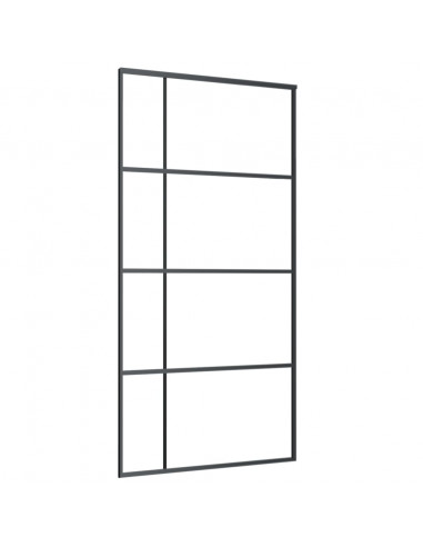 Porta Scorrevole in Vetro ESG e Alluminio 102,5x205 cm Nera