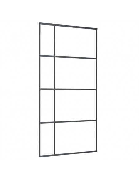 Porta Scorrevole in Vetro ESG e Alluminio 102,5x205 cm Nera