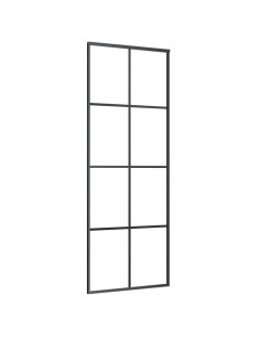 Porta Scorrevole Nera 76x205 cm in Vetro ESG e Alluminio 2