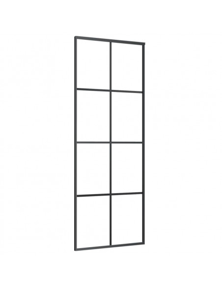 Porta Scorrevole Nera 76x205 cm in Vetro ESG e Alluminio