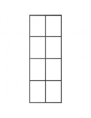 Porta Scorrevole Nera 76x205 cm in Vetro ESG e Alluminio