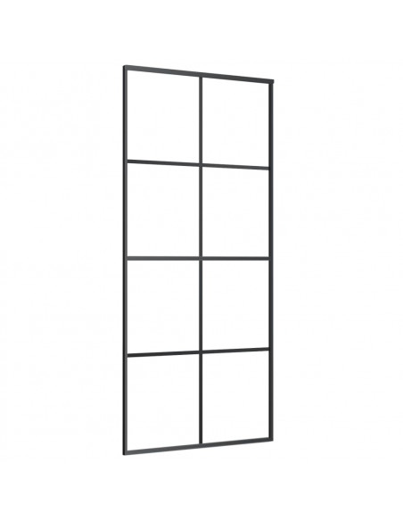Porta Scorrevole Nera 90x205 cm in Vetro ESG e Alluminio