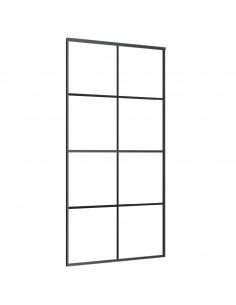 Porta Scorrevole Nera 102,5x205 cm in Vetro ESG e Alluminio 2