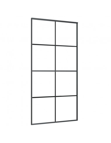 Porta Scorrevole Nera 102,5x205 cm in Vetro ESG e Alluminio